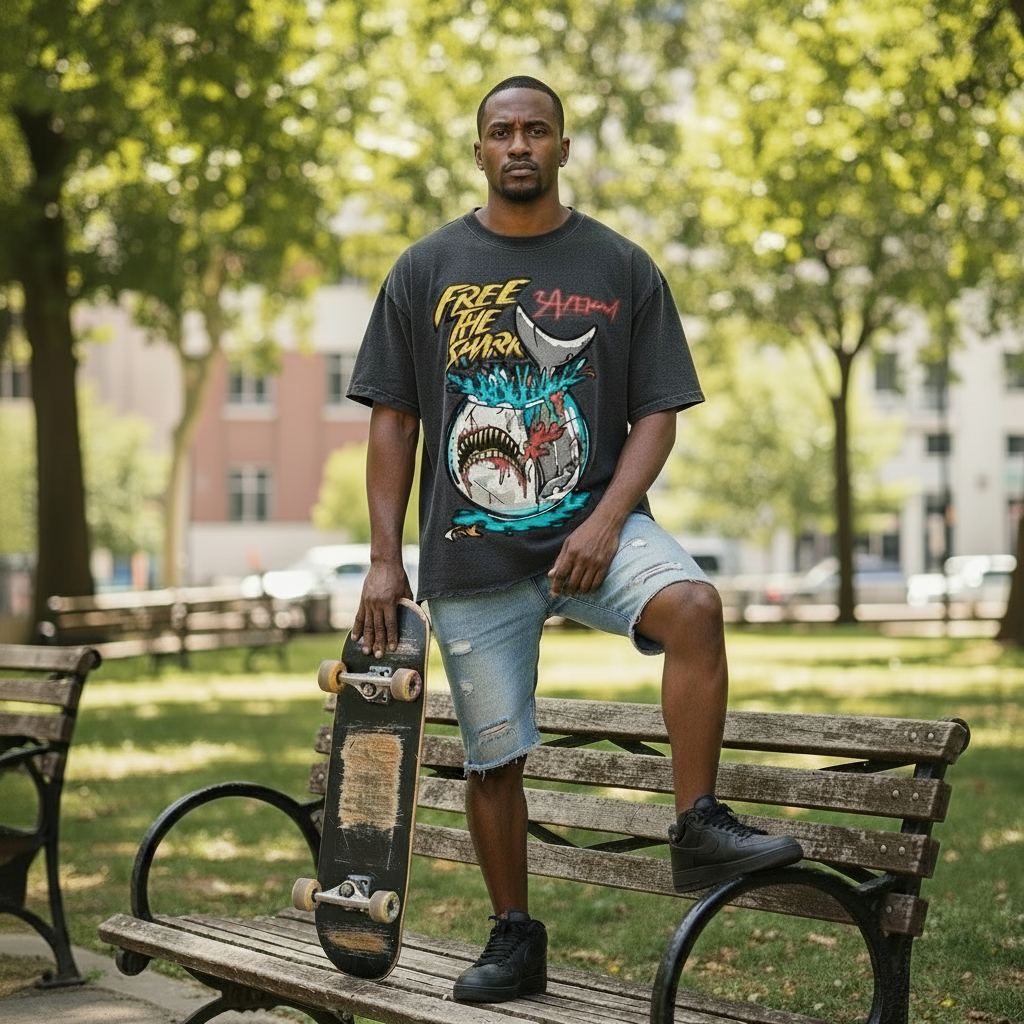 Snow Wash Raw-Hem Boxy T-shirt