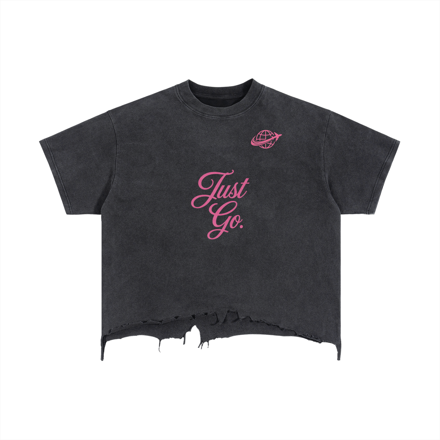 Vintage Wash Boxy Distressed Hem T-Shirt