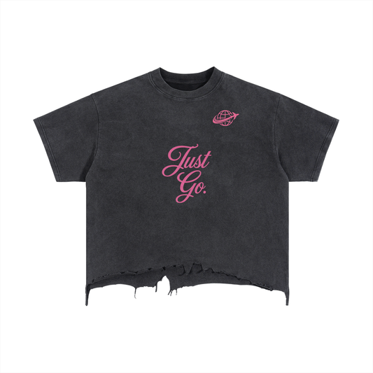 Vintage Wash Boxy Distressed Hem T-Shirt