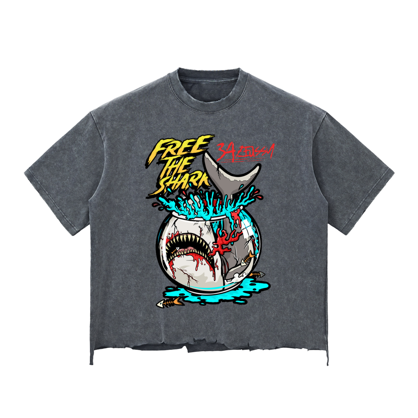 Snow Wash Raw-Hem Boxy T-shirt