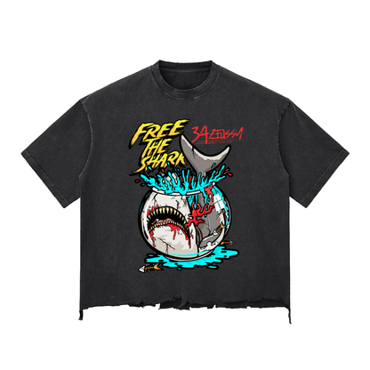 Snow Wash Raw-Hem Boxy T-shirt