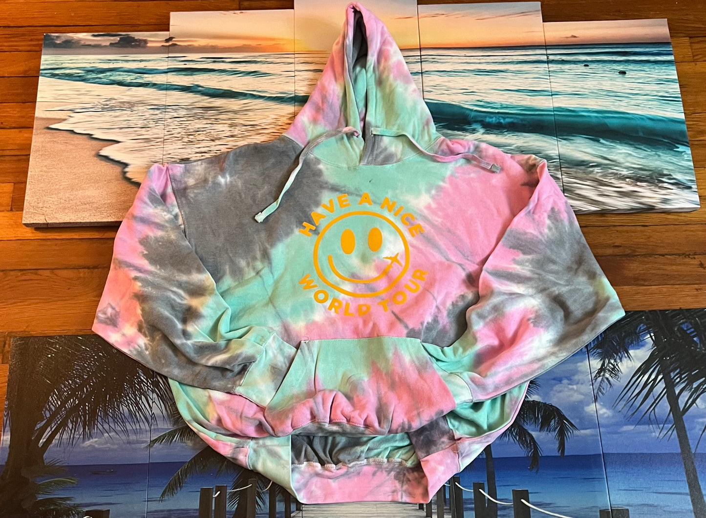 Mens Hooded Tie-dye Smiley